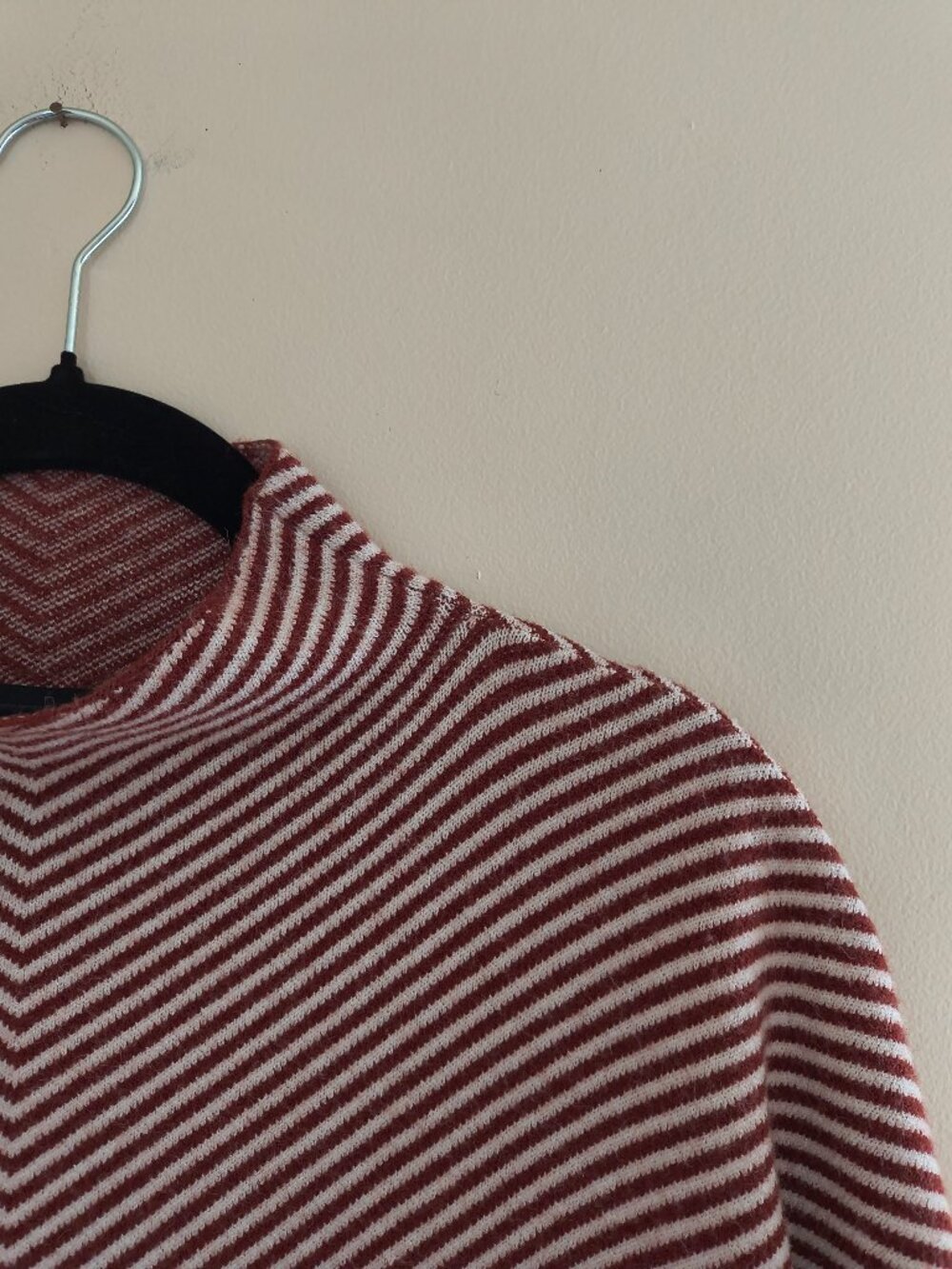 Cynthia Rowley Red and White Striped Mock Neck Sweater